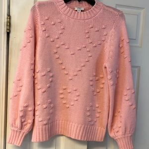 Crown & Ivy Pale Pink Heart Sweater Ready for Valentine’s Day